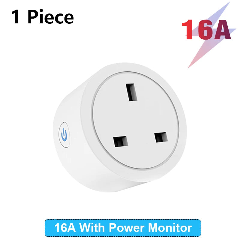 Tuya UK Smart Plug WiFi Socket 16A/20A with Power Monitor Voice Control Timing Smart Life Control Works with Alexa Google Home
