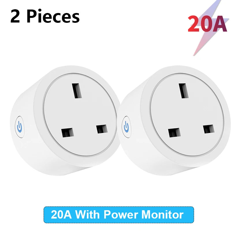 Tuya UK Smart Plug WiFi Socket 16A/20A with Power Monitor Voice Control Timing Smart Life Control Works with Alexa Google Home