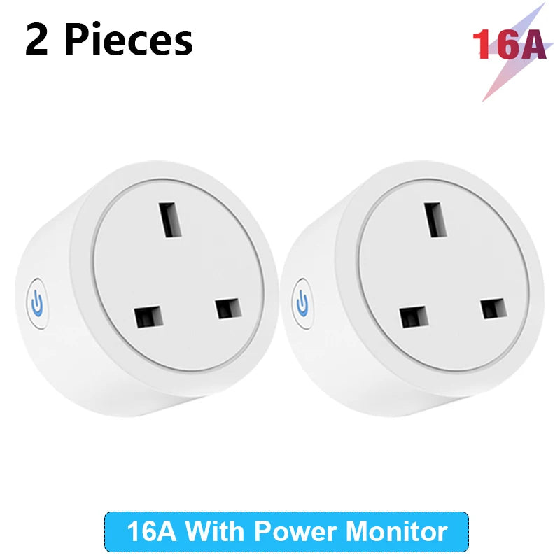 Tuya UK Smart Plug WiFi Socket 16A/20A with Power Monitor Voice Control Timing Smart Life Control Works with Alexa Google Home