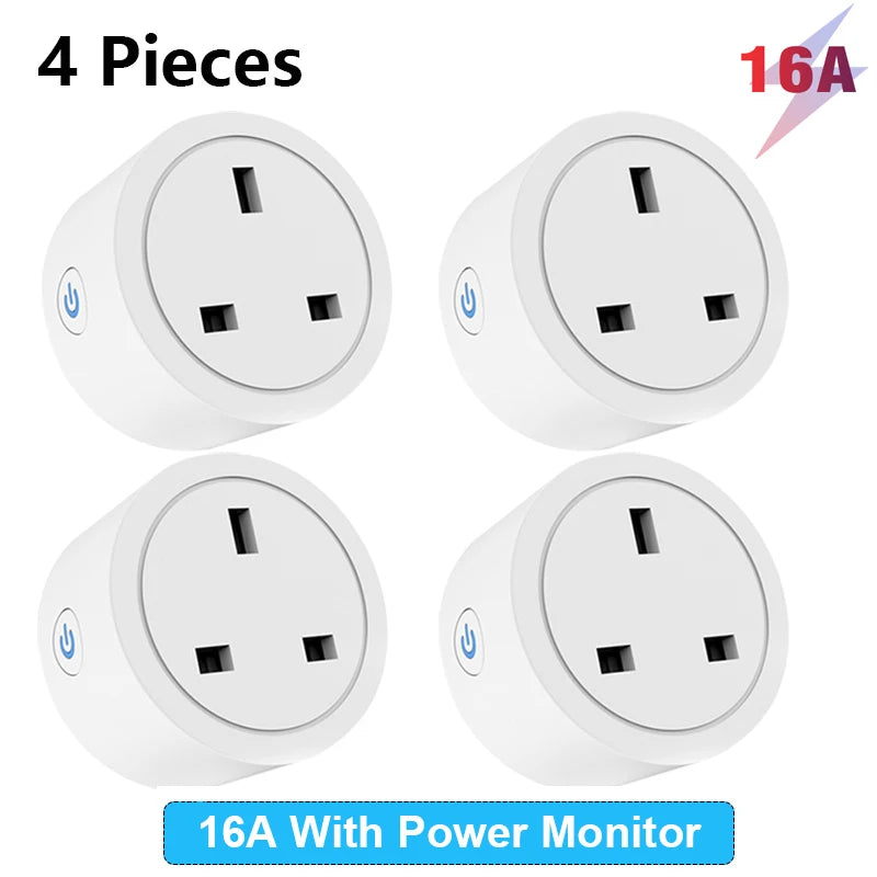 Tuya UK Smart Plug WiFi Socket 16A/20A with Power Monitor Voice Control Timing Smart Life Control Works with Alexa Google Home