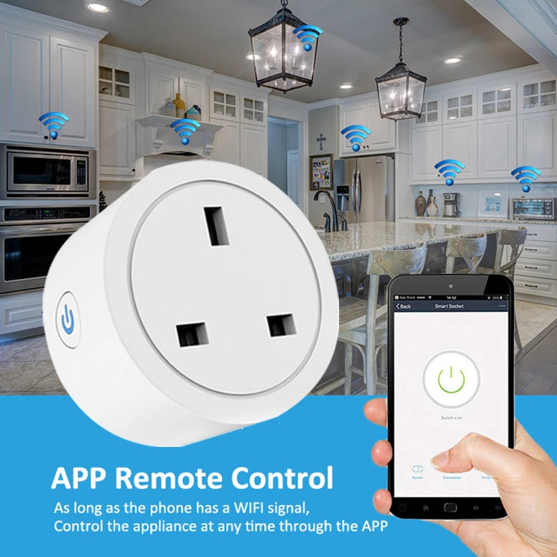 Tuya UK Smart Plug WiFi Socket 16A/20A with Power Monitor Voice Control Timing Smart Life Control Works with Alexa Google Home